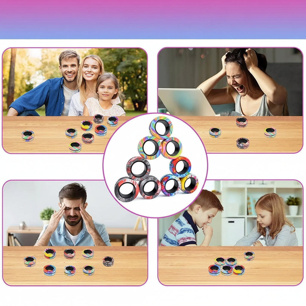 Magnetic Fidget Ring Spinner Set – Bevredigende Draai voor Stressverlichting en Focus