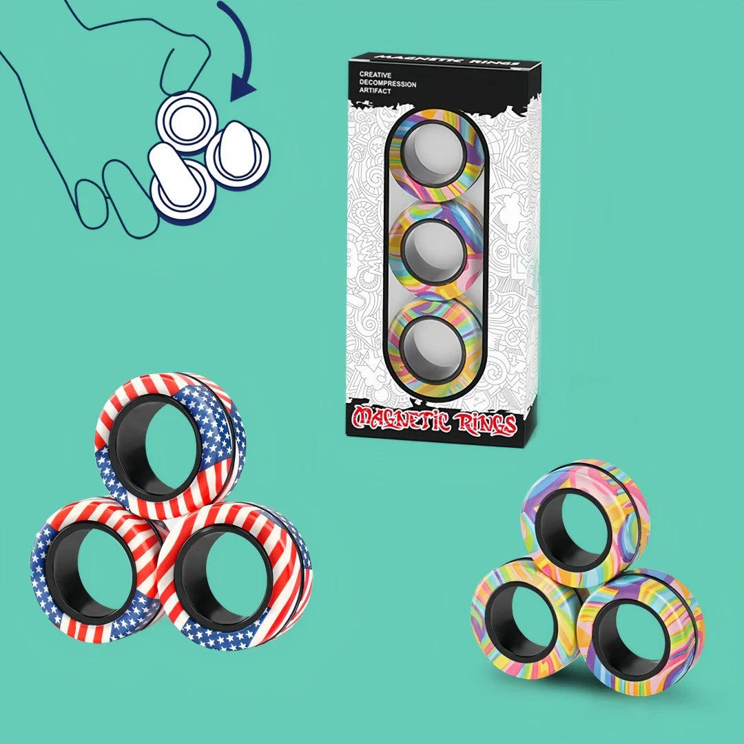 Magnetic Fidget Ring Spinner Set – Bevredigende Draai voor Stressverlichting en Focus