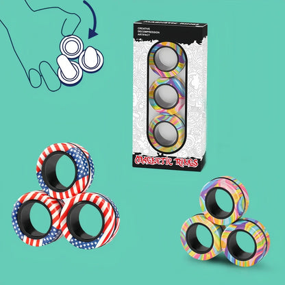 Magnetic Fidget Ring Spinner Set – Bevredigende Draai voor Stressverlichting en Focus
