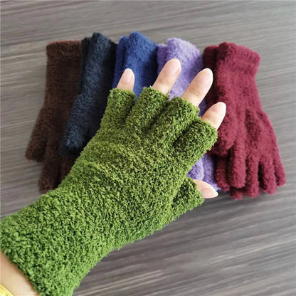 Cozy winter knitted fingerless gloves