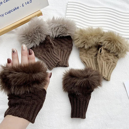 Knusse nepbont-vingerloze handschoenen – Winterhandwarmer voor warmte en stijl