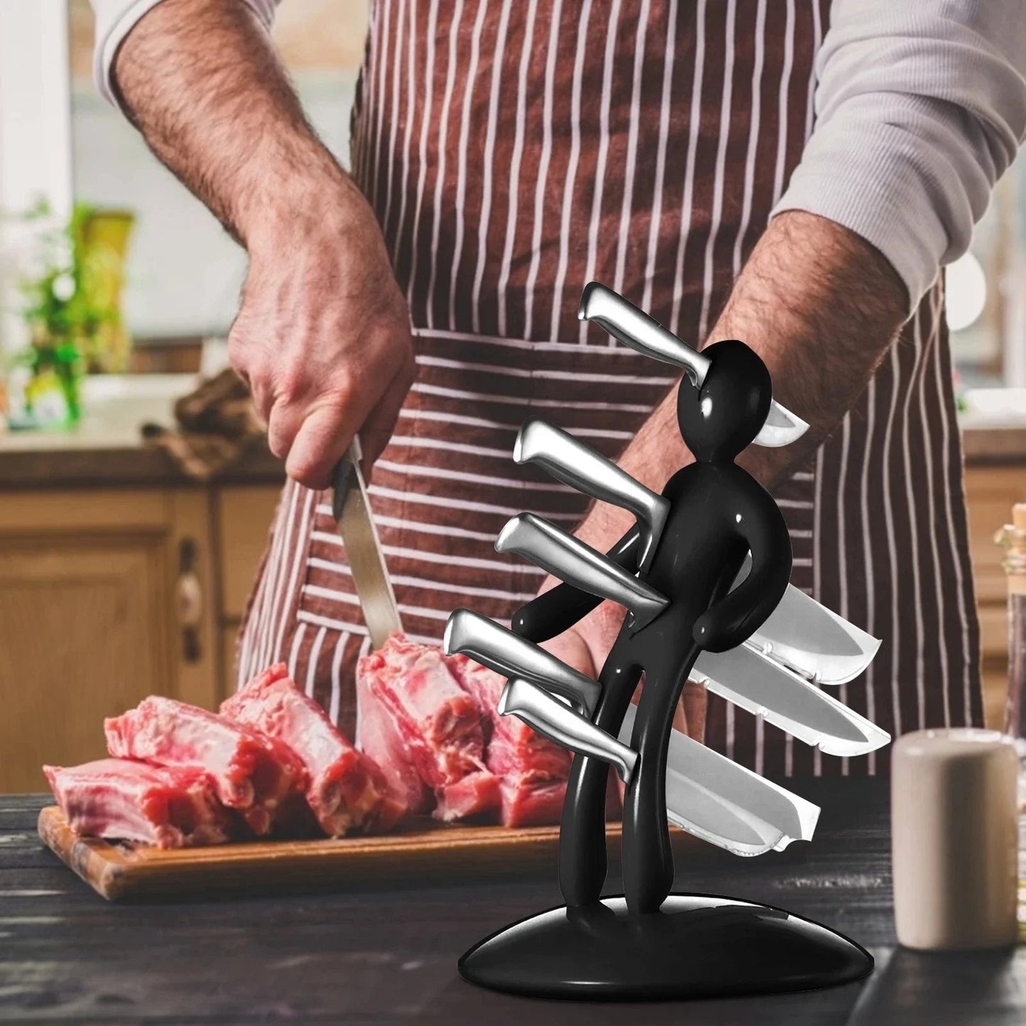 Creative Humanoid Kitchen Knife Holder Set – Fun and Functional Knife Storage for Your Countertop