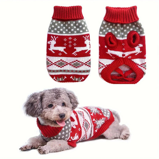 Knusse gebreide kersttrui voor kleine honden en huisdieren