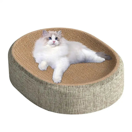 Ovaal sisal 2-in-1 kattenkrabpaal en bed