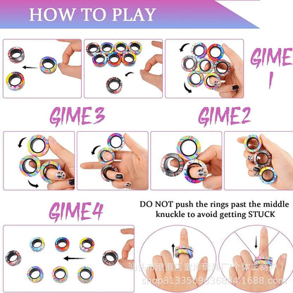 Magnetic Fidget Ring Spinner Set – Bevredigende Draai voor Stressverlichting en Focus