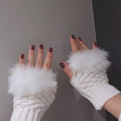 Knusse nepbont-vingerloze handschoenen – Winterhandwarmer voor warmte en stijl