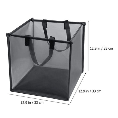 Portable foldable mesh laundry basket with durable handles