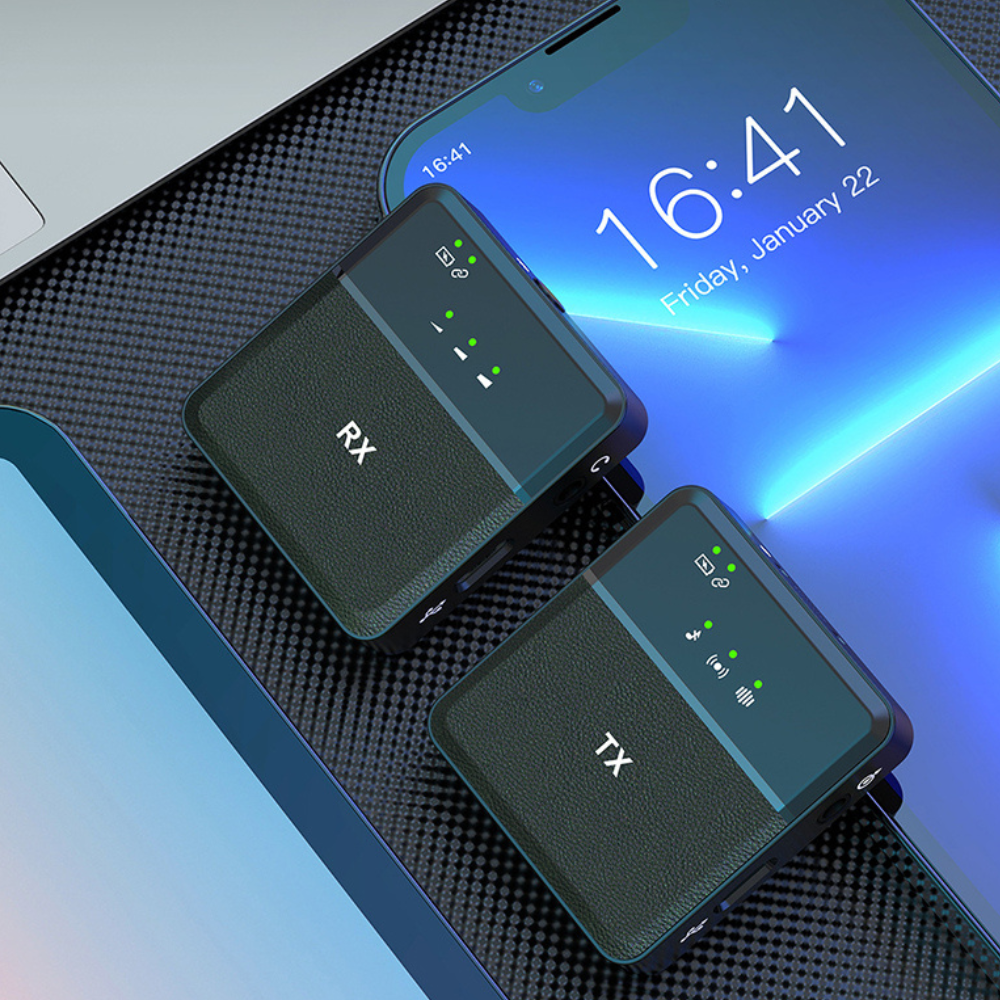 Draadloze Bluetooth clip-on lavaliermicrofoon voor haarscherp handsfree geluid