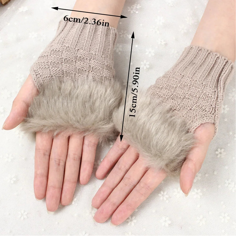 Knusse nepbont-vingerloze handschoenen – Winterhandwarmer voor warmte en stijl