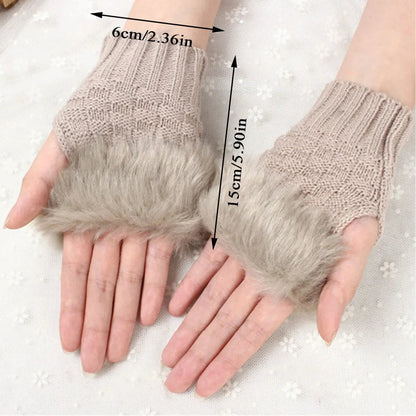 Knusse nepbont-vingerloze handschoenen – Winterhandwarmer voor warmte en stijl