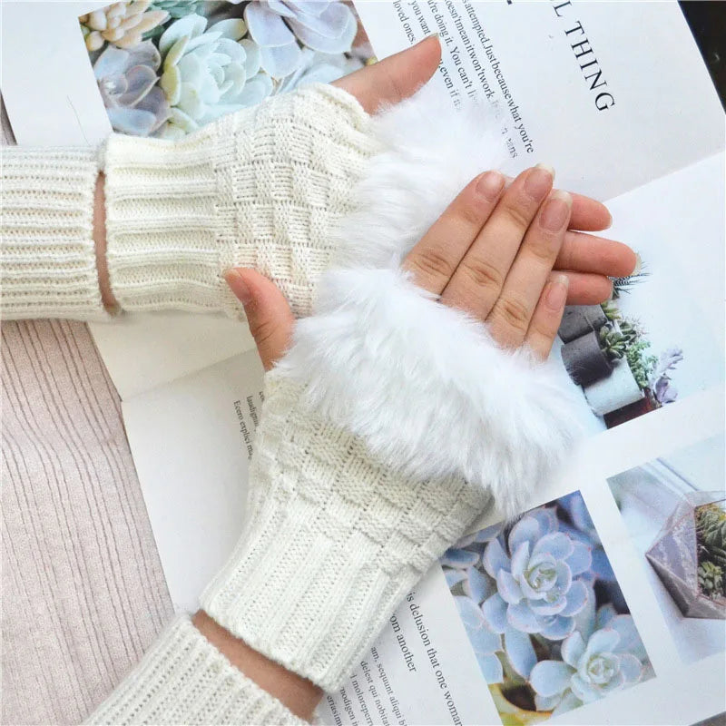 Knusse nepbont-vingerloze handschoenen – Winterhandwarmer voor warmte en stijl