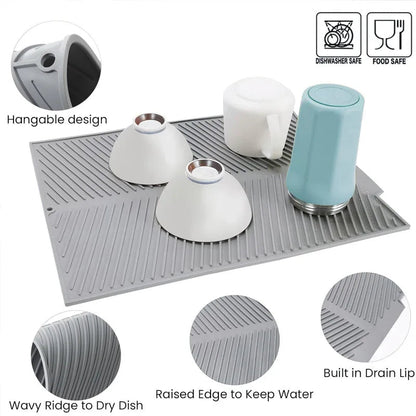 Premium Silicone Dish Drying Mat — Non-slip, Quick Drying, and Easy to Clean