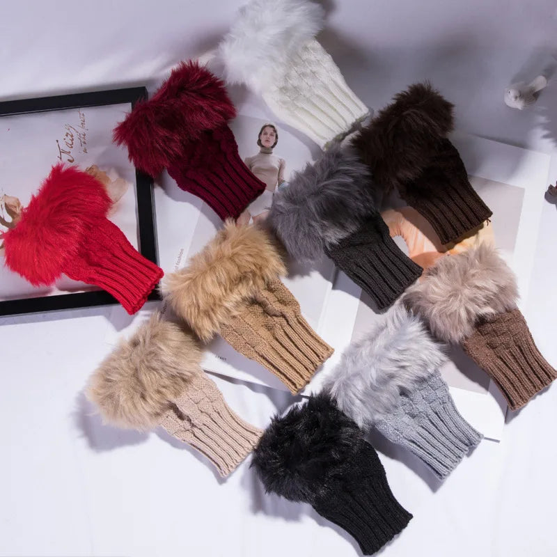 Knusse nepbont-vingerloze handschoenen – Winterhandwarmer voor warmte en stijl