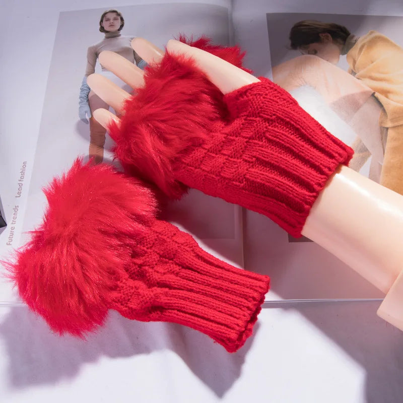 Knusse nepbont-vingerloze handschoenen – Winterhandwarmer voor warmte en stijl