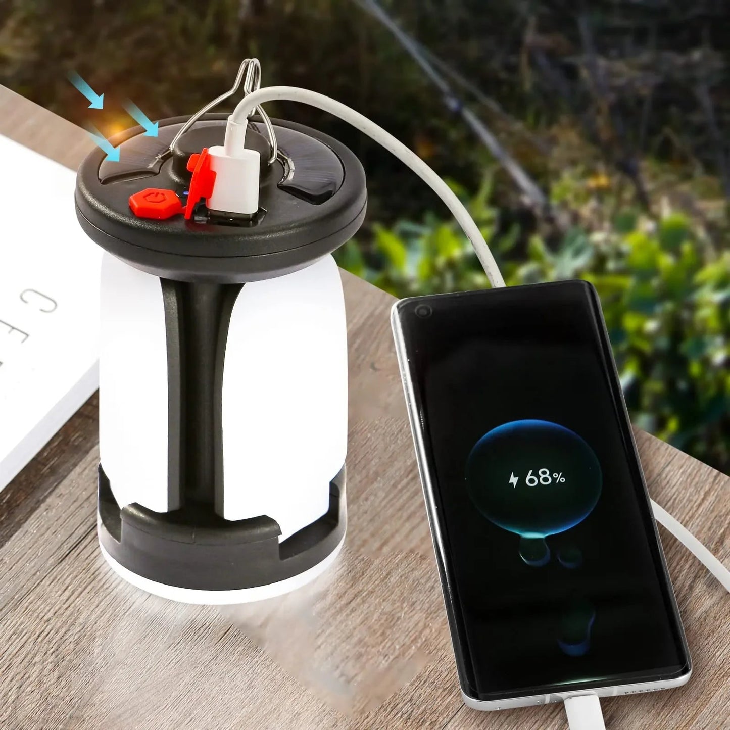 Foldable leaf-shaped solar USB camping lantern – compact, portable light