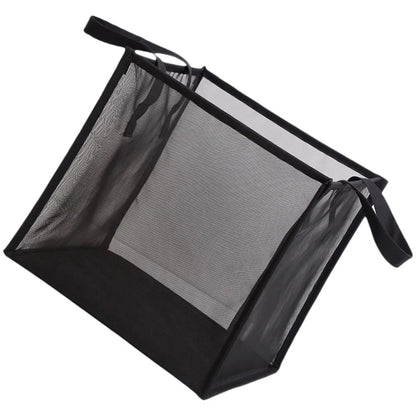 Portable foldable mesh laundry basket with durable handles