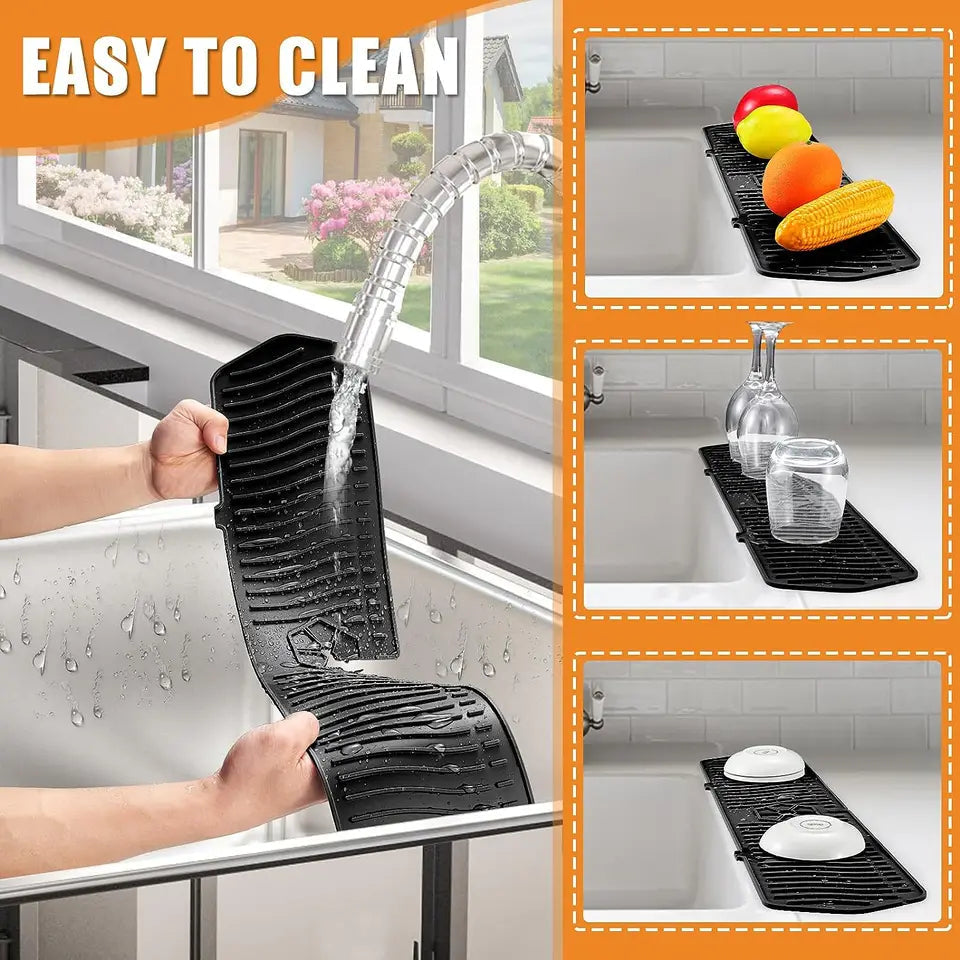 Silicone Sink Splash Guard - Flexible and Splash-Proof, Protection for Clean Countertops