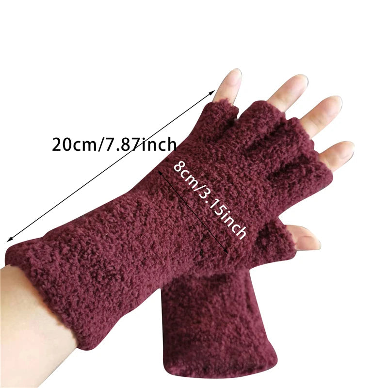 Cozy winter knitted fingerless gloves