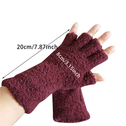 Cozy winter knitted fingerless gloves