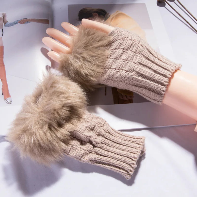 Knusse nepbont-vingerloze handschoenen – Winterhandwarmer voor warmte en stijl