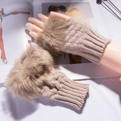 Knusse nepbont-vingerloze handschoenen – Winterhandwarmer voor warmte en stijl