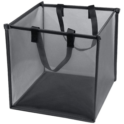 Portable foldable mesh laundry basket with durable handles