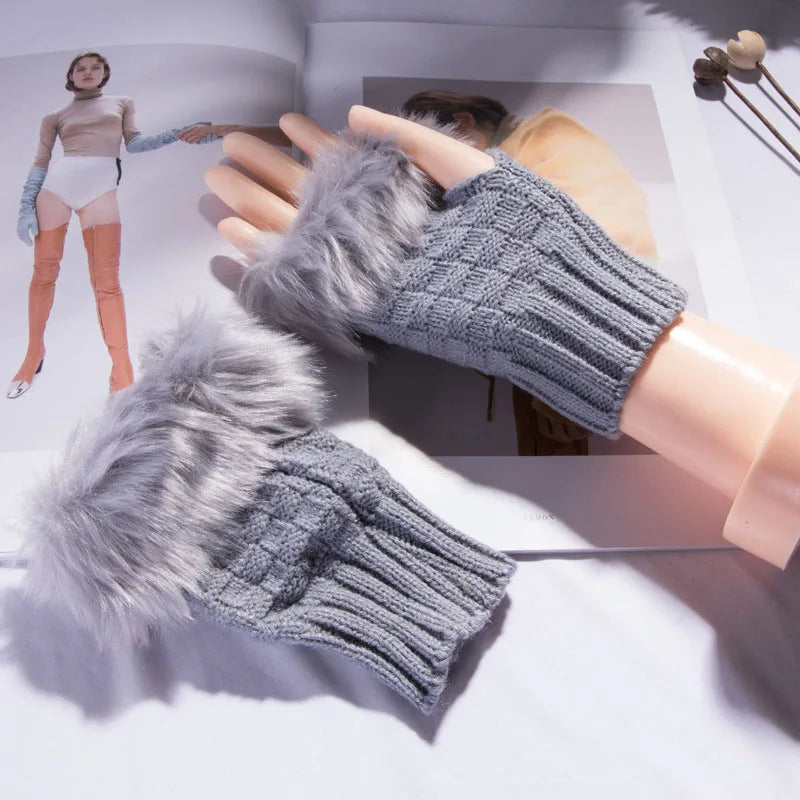 Knusse nepbont-vingerloze handschoenen – Winterhandwarmer voor warmte en stijl