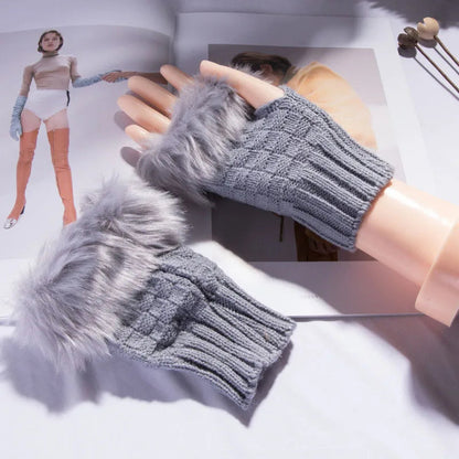 Knusse nepbont-vingerloze handschoenen – Winterhandwarmer voor warmte en stijl