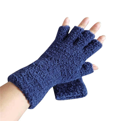 Cozy winter knitted fingerless gloves