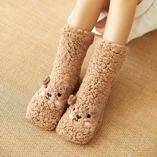Cozy Kawaii Teddy Bear Fleece Socks - Warm, Plush and Ultra Cute