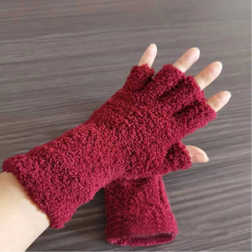 Cozy winter knitted fingerless gloves