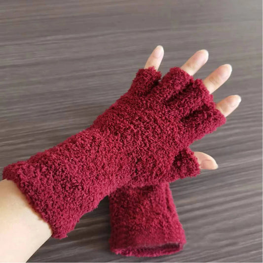 Knusse winterse gebreide vingervrije handschoenen
