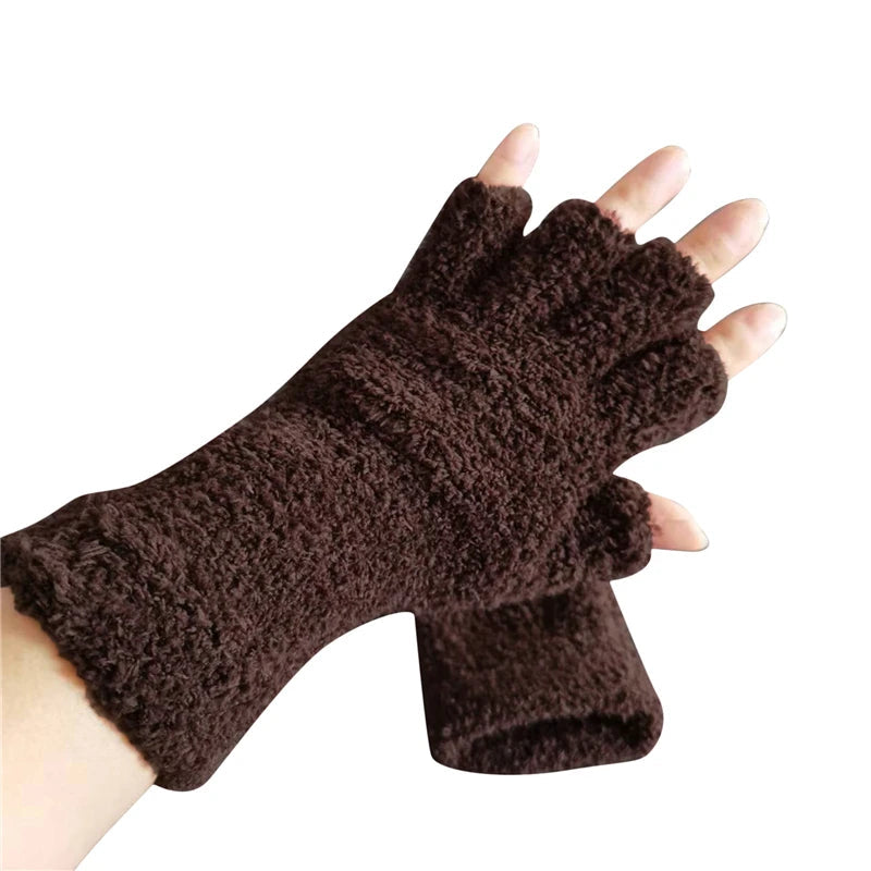 Cozy winter knitted fingerless gloves