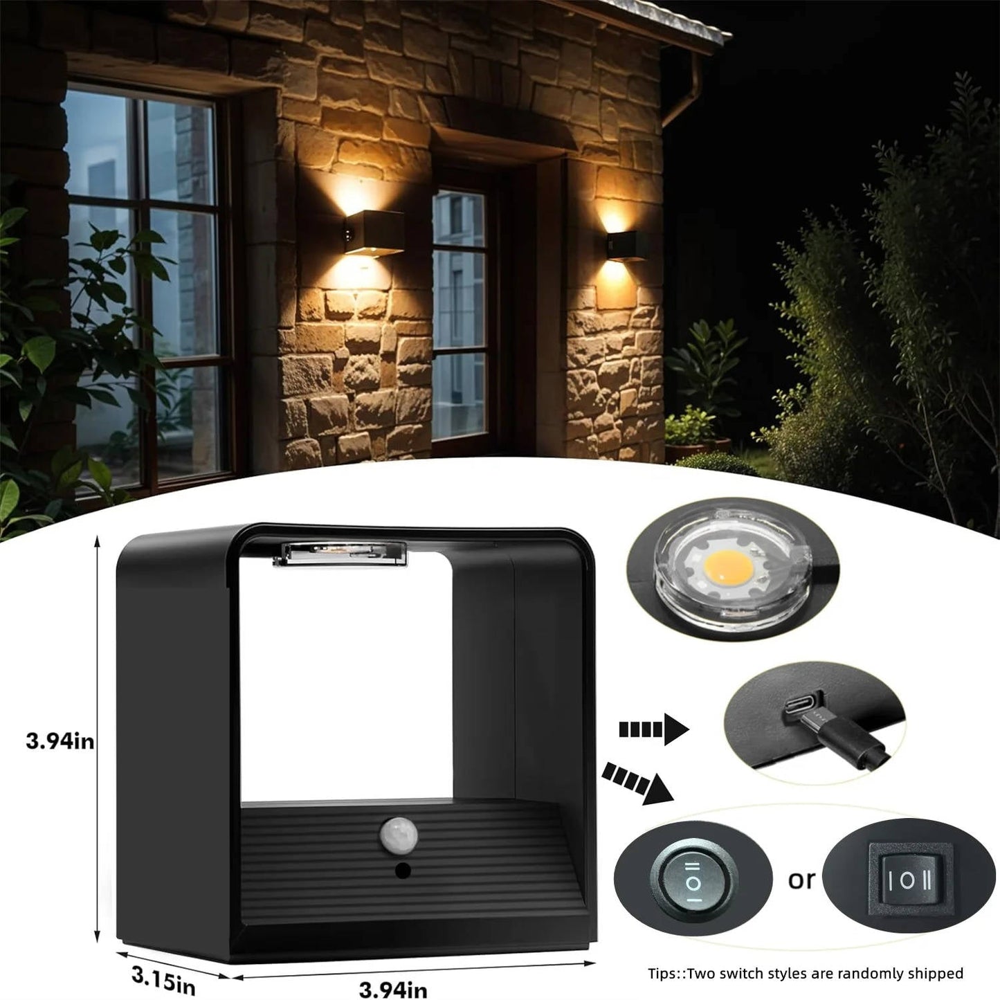 Smart indoor wall light with motion sensor and remote control