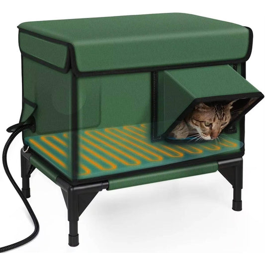 Knus verwarmd buiten kattenhuis voor winterweer