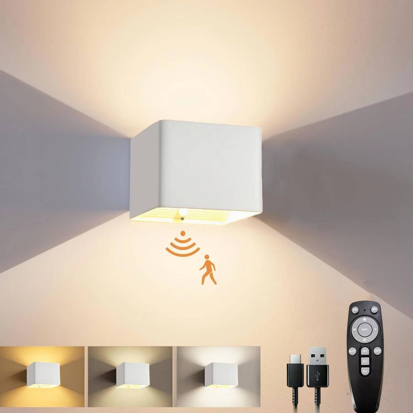 Smart indoor wall light with motion sensor and remote control