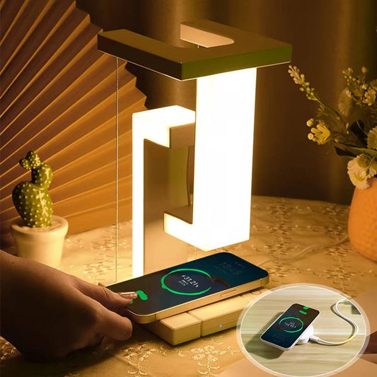 Zwevende lamp met ingebouwde draadloze oplader