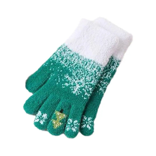 Cozy festive fleece-lined knitted fingerless gloves
