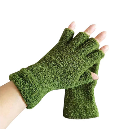 Cozy winter knitted fingerless gloves