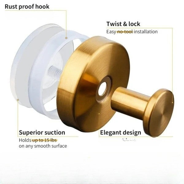Suction Cup Wall Hooks with Twist-and-Click Lock - Durable, Drill-Free Installation for Easy Organization