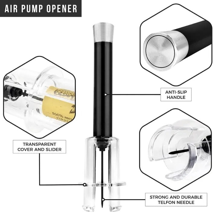 Air-Assist Wine Bottle Opener Set for Effortless Cork Removal
