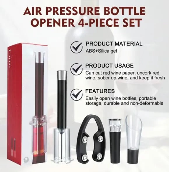 Air-Assist Wine Bottle Opener Set for Effortless Cork Removal