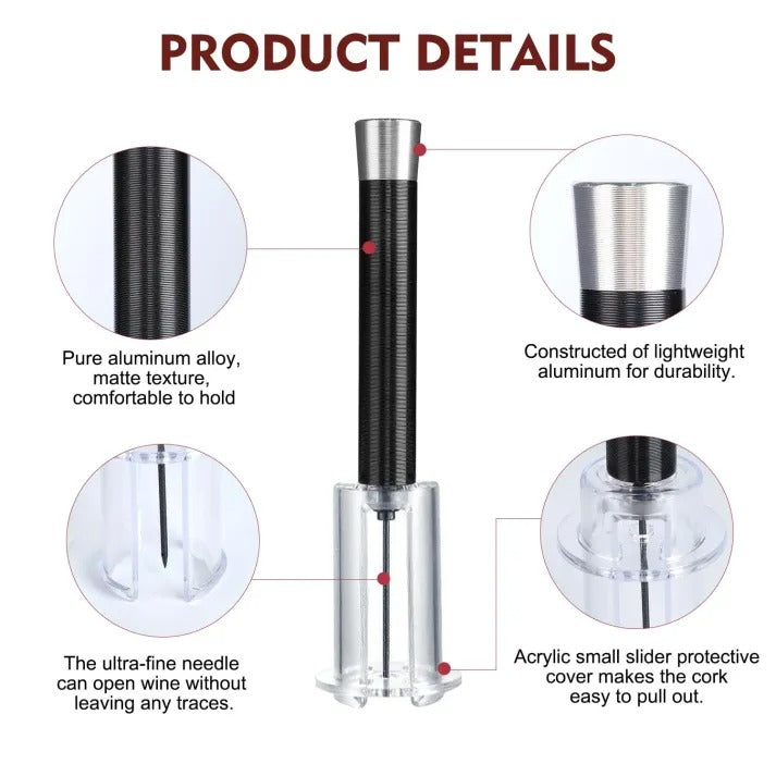 Air-Assist Wine Bottle Opener Set for Effortless Cork Removal