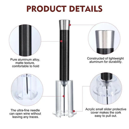 Air-Assist Wine Bottle Opener Set for Effortless Cork Removal