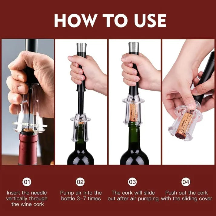 Air-Assist Wine Bottle Opener Set for Effortless Cork Removal