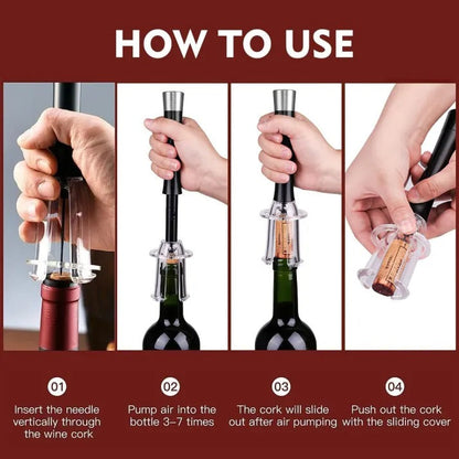 Air-Assist Wine Bottle Opener Set for Effortless Cork Removal