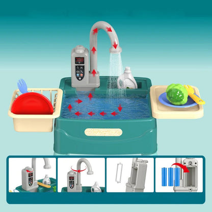 Speelkeuken voor kinderen met een realistische stromende waterfunctie