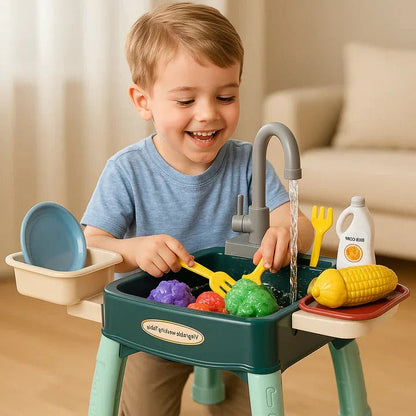 Speelkeuken voor kinderen met een realistische stromende waterfunctie