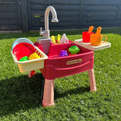 Speelkeuken voor kinderen met een realistische stromende waterfunctie