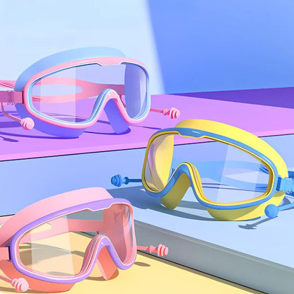 Kids' swimming goggles with anti-fog and wide-view lenses